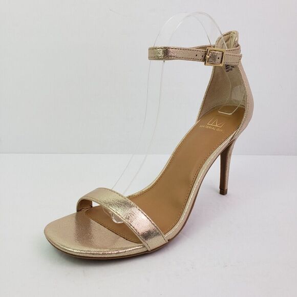 Material Girl Blaire Womens Sz 9.5 Gold Party Formal Ankle Strap 4" Heels Sandal - Picture 2 of 13